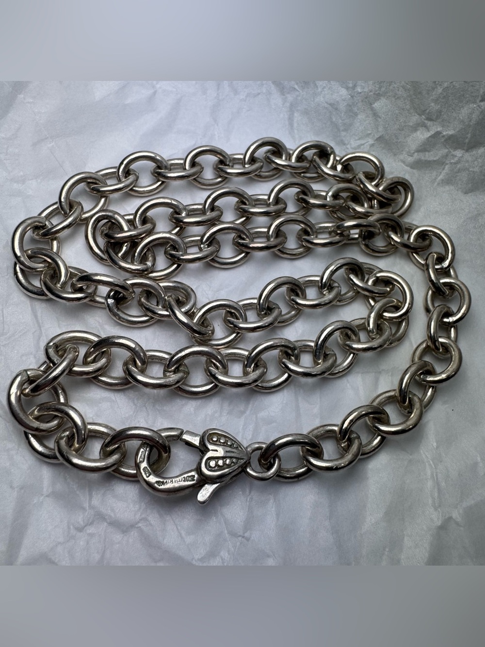 Judith Ripka sterling Silver 925 Rolo heavy links necklace